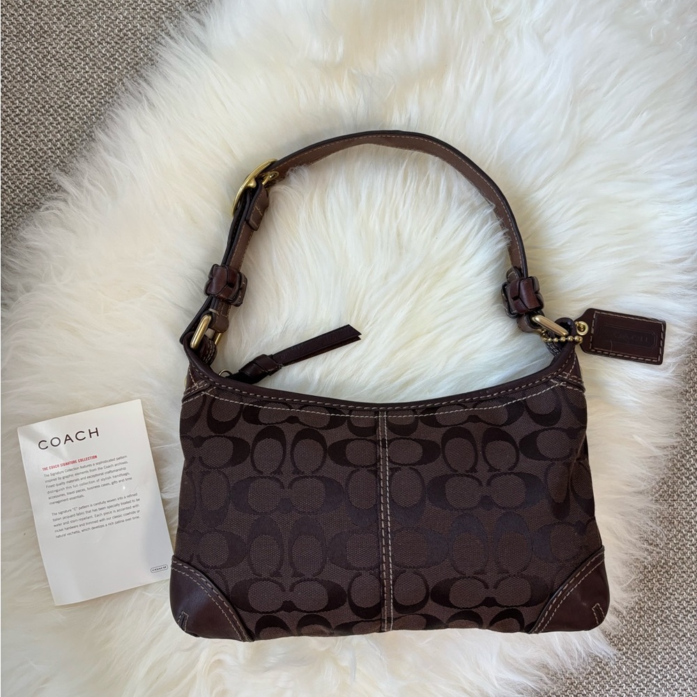 Y2K Vintage Coach Chocolate Brown Signature Shoulder Bag